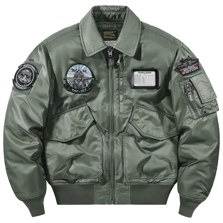 VIP翻领飞行员夹克棉衣男刺绣徽章美式工装加厚保暖棉服宽松外套