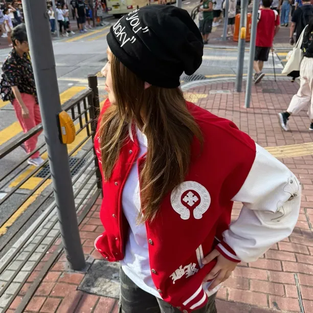 【煤球失控】男女同款十字刺绣棒球服街头夹棉夹克外套