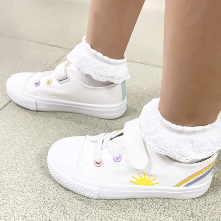 春秋车缝线女男纯色帆布鞋女鞋白色女童小白鞋学生休闲百搭