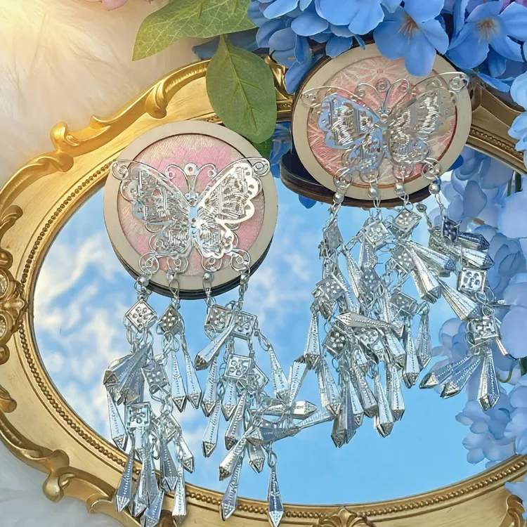 【蝶梦流苏】蝴蝶磁吸苗银文创冰箱贴 织锦合金纪念品