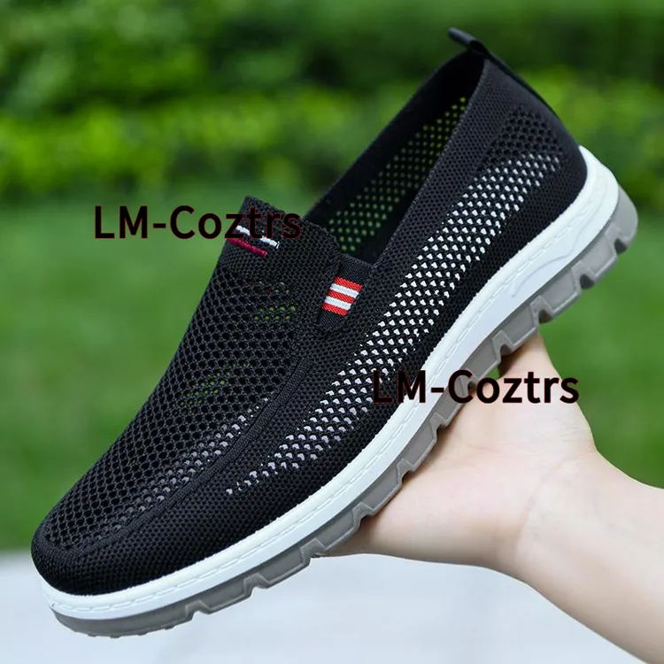 老北京布鞋夏季一脚蹬休闲网鞋镂空透气男鞋防滑软底中老年爸爸鞋