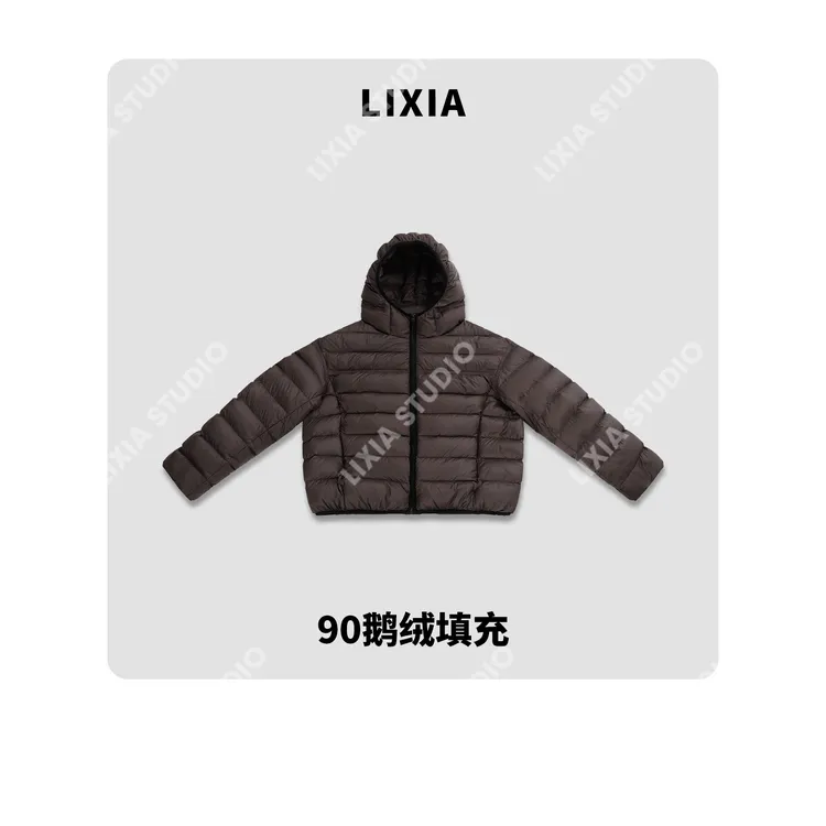 LIXIA【保暖排骨服】设计感连帽冬日保暖90白鹅绒羽绒服-D10650