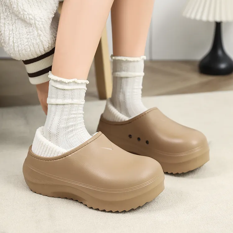 防水棉拖鞋女冬季2025新款加绒保暖包后跟防滑棉拖鞋小土豆博肯鞋