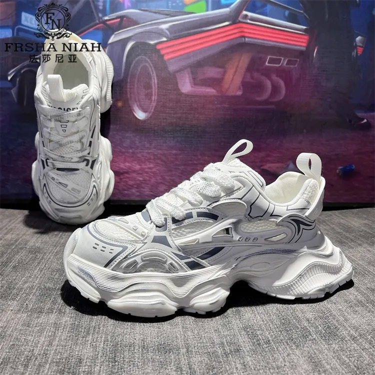 法莎尼亚鞋子男款夏季2025新款厚底增高复古做旧百搭潮流老爹鞋男