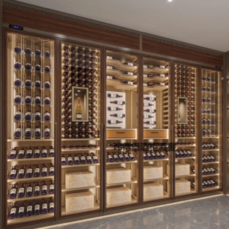 现代欧式不锈钢恒温酒柜 展示柜雪茄柜红酒柜设计定制安装