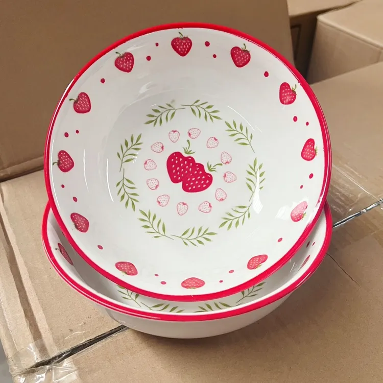 2只7英寸草莓泡面碗汤碗螺狮粉碗家用陶瓷釉下彩拉面碗新款餐具Z