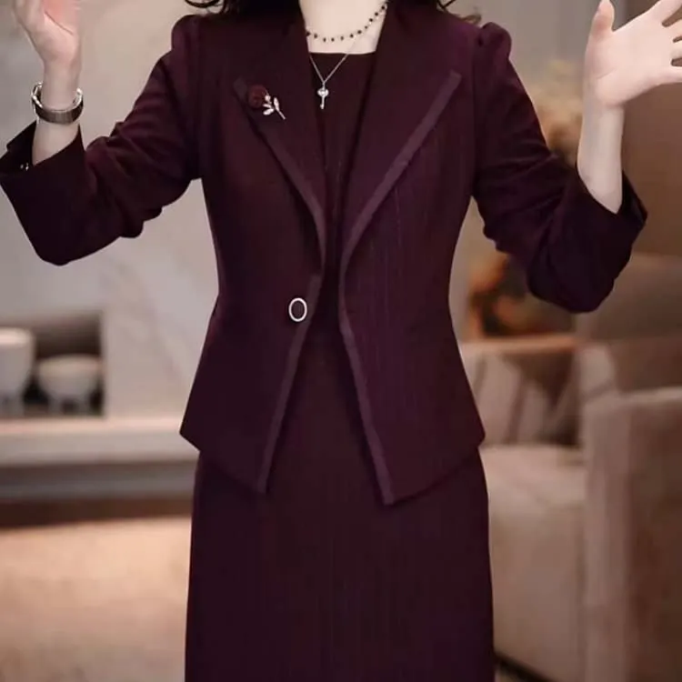 A854【外套+连衣裙】2025早秋新款高端洋气女人味修身显瘦套装裙
