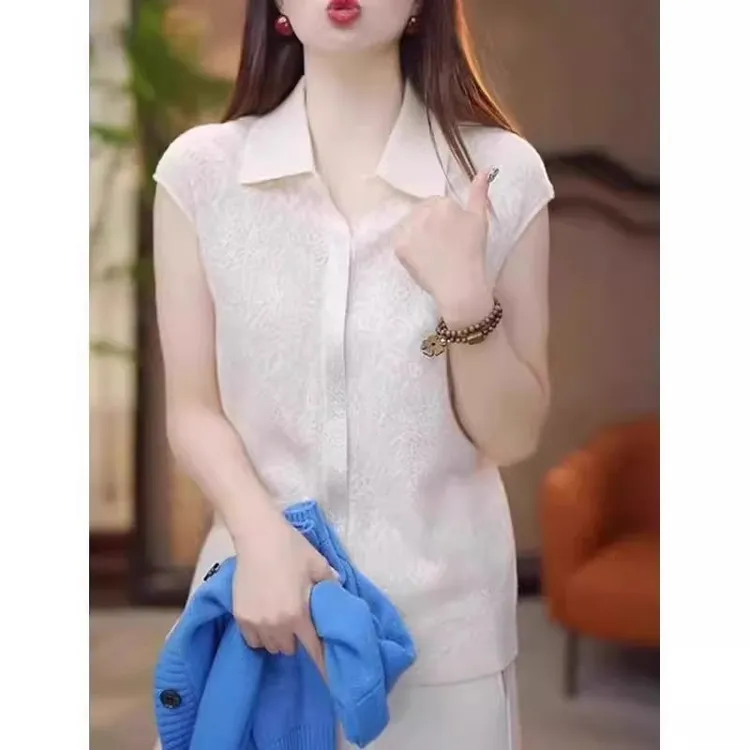 芊芊芙2025春季新款翻领坎肩叠穿马甲轻奢洋气减龄无袖背心上衣服