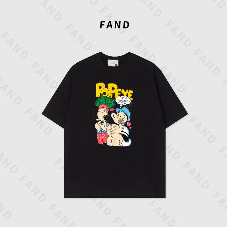 FAND品牌【大力水手】2025新品夏季情侣装时尚印花宽松圆领短袖T恤