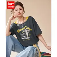 IEF/爱依服2025夏季新款韩版时尚可爱猫咪印花休闲通勤百搭上衣