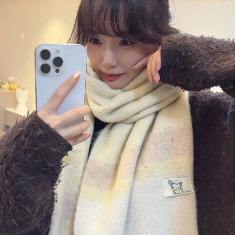 Honey Puppy韩系氛围感百搭围巾奶油防风防寒保暖围脖男女新款