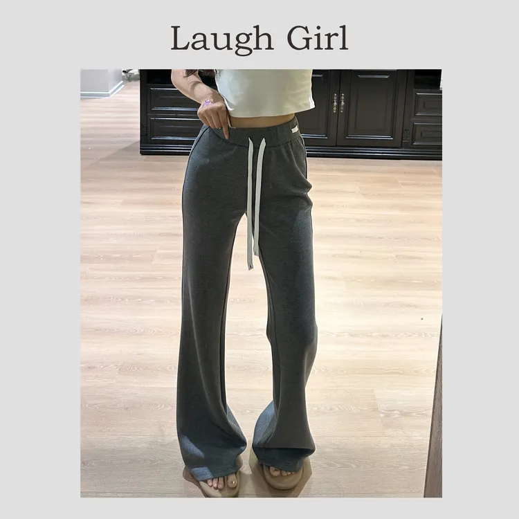楚楚君 Laugh girl【年度神裤】松紧腰舒适透气休闲喇叭裤KL53719J