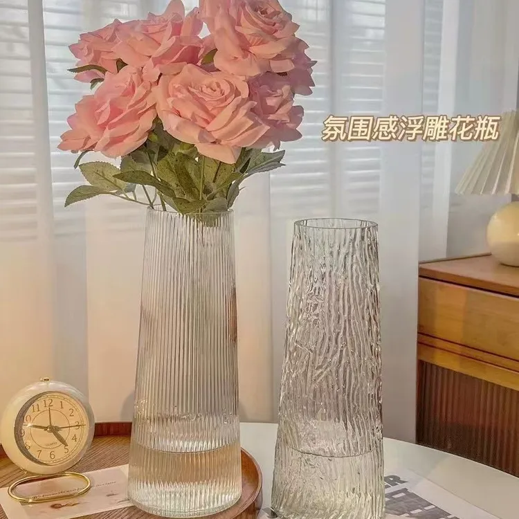 玻璃花瓶透明水养富贵竹轻奢大号客厅插花瓶摆件桌面现代家里台面