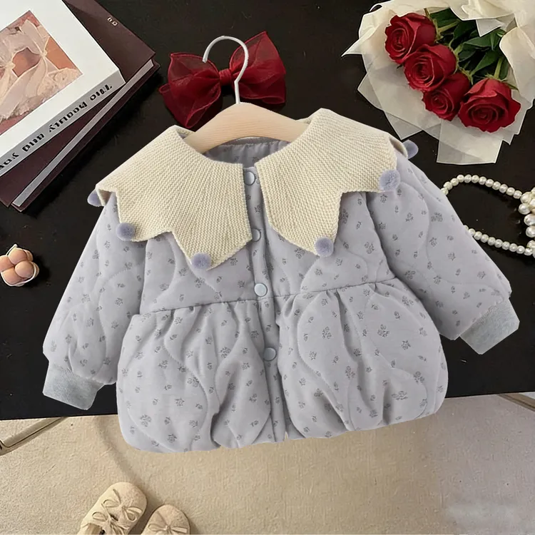 秋冬新款女童外套女宝宝加厚舒适软糯森系简约百搭舒适棉服