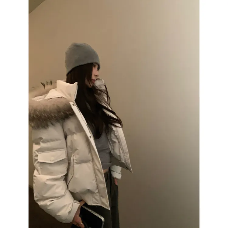 番茄妹妹Tomatosister毛领短款派克棉服女冬季加厚新款外套