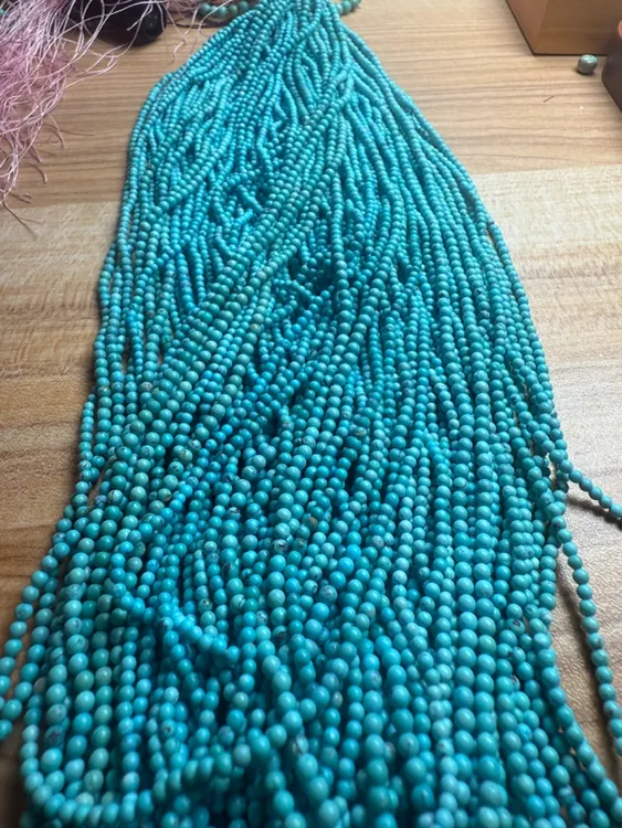 原矿高瓷玉化蓝小米珠项链多圈2.6mm左右长50［多样性发货一条］