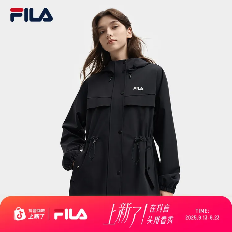 FILA 斐乐官方女士梭织外套2025秋新款时尚休闲收腰宽松连帽上衣