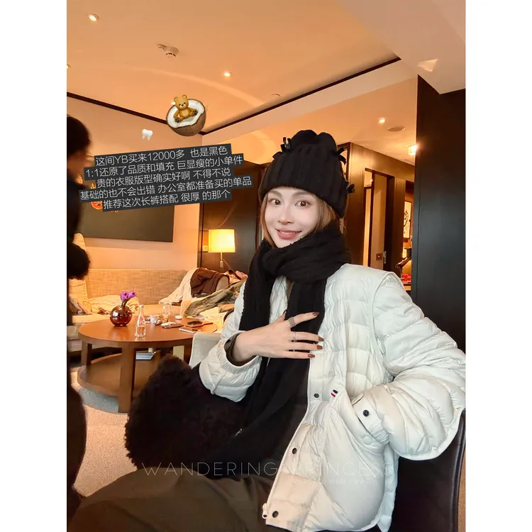 钱美西 M家三星三花白鹅绒保暖轻薄羽绒服女冬季新款外套