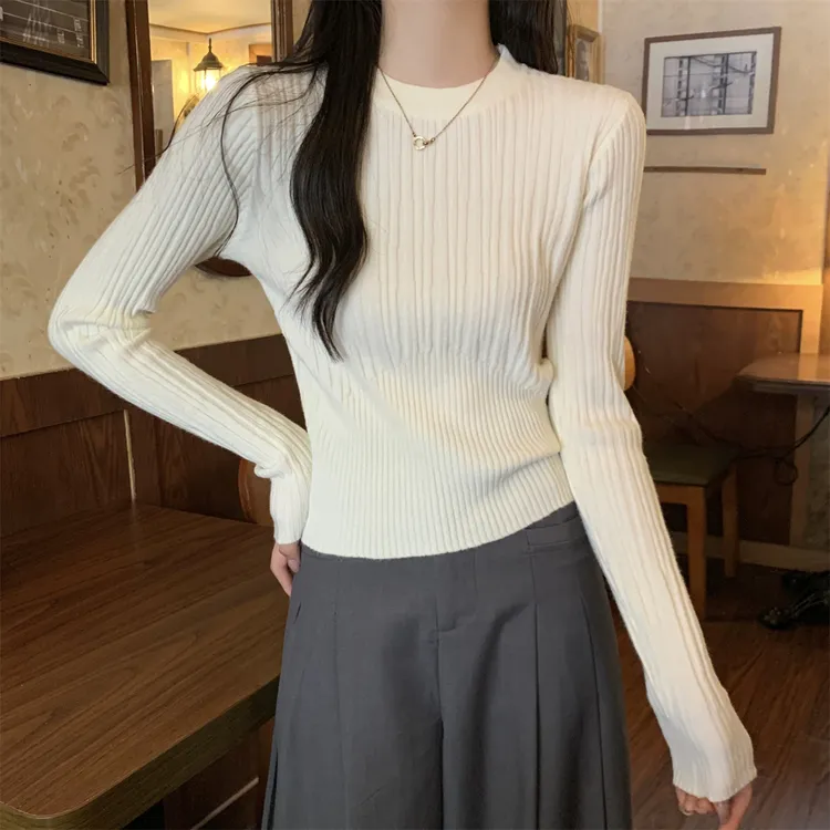 半高领加厚毛衣打底衫女2025秋冬季高级修身收腰内搭长袖针织上衣