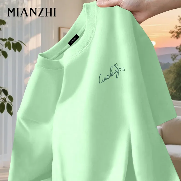 薄荷曼波绿夏季男士宽松T恤短袖男女2025新款多巴胺纯棉宽松上衣