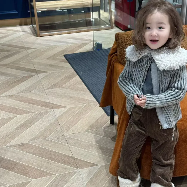 壹妈韩版童装女童时髦洋气套装2025秋装新款儿童灰色开衫外套裤子