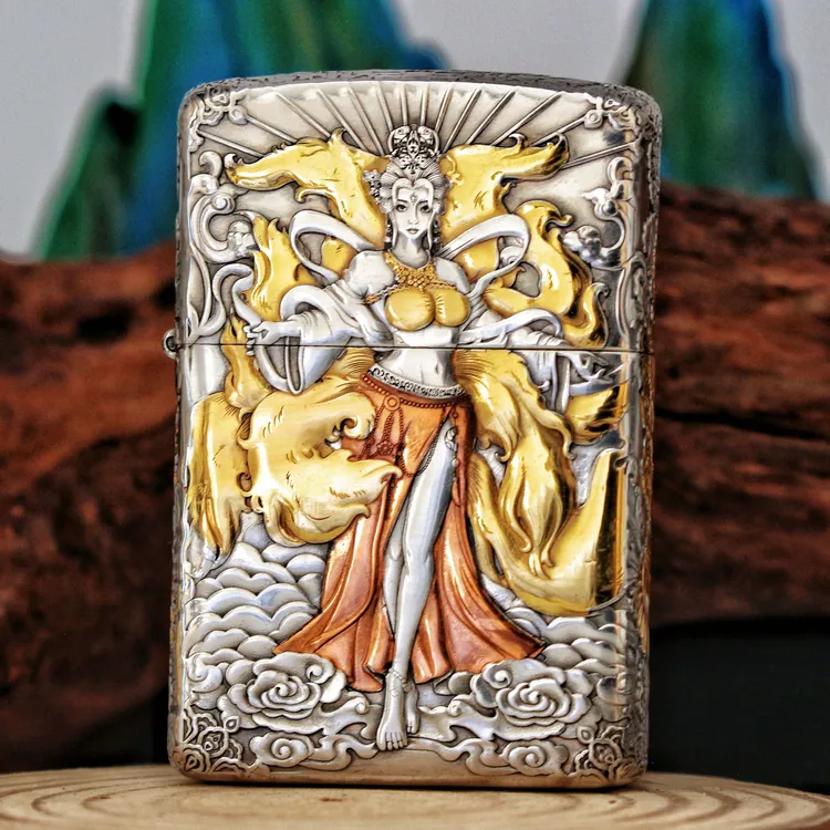 【藏锋】正版九尾佐罗防风打火机镀银鎏金五面浮雕盔甲原创二代男士
