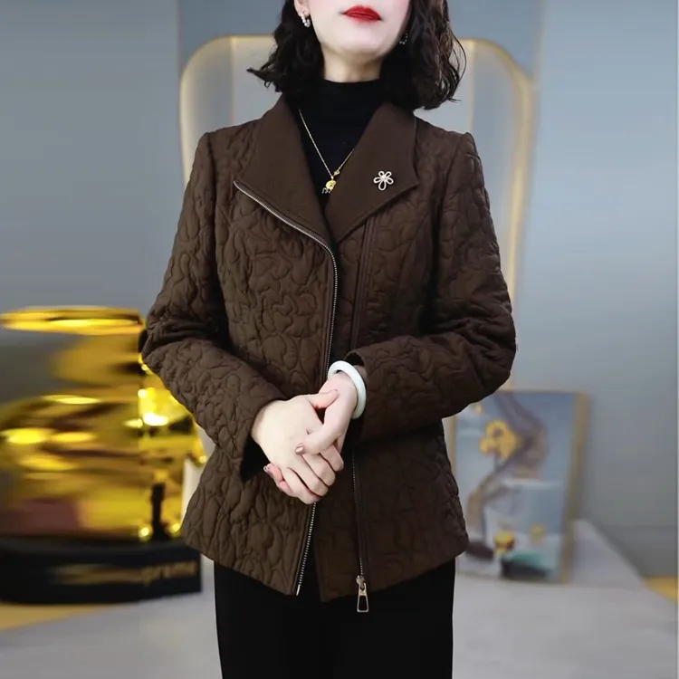 中年妈妈装加厚休闲外套女秋冬2025新款修身减龄百搭小个子上衣潮