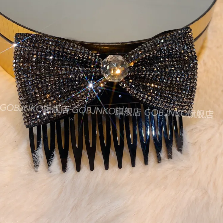 GOBJNKO欧美风女法式插梳森系发夹发饰成人发卡黑色女倒插梳发梳