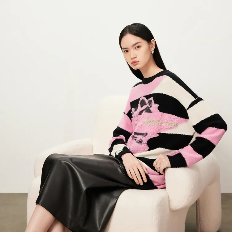 【商场同款】HPLY荷比俪冬季新款粉色圈圈针织衫HYD42650371