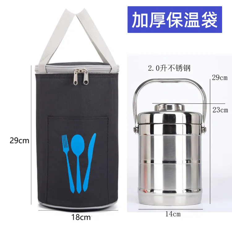 高档保温饭盒袋秋冬季加厚铝箔圆形保温袋大容量上班手提包饭盒袋