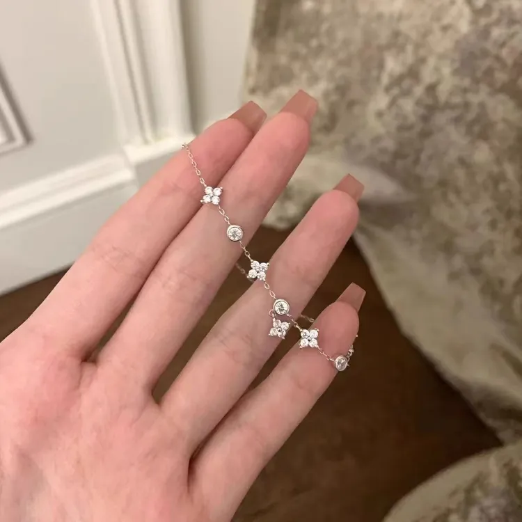 925银手链 新款小草手链女小众简约高级感精致超闪手饰不掉色饰品