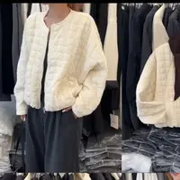 【慕.我们的店】韩系简约～菱格丝绒加薄棉外套