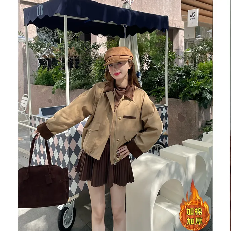 【加棉加厚】露丝同款秋冬时尚百搭女宽松潮流长袖时尚外套25117