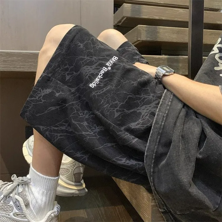 薄款短裤男生夏季2025外穿美式潮牌宽松运动休闲五分裤子男士