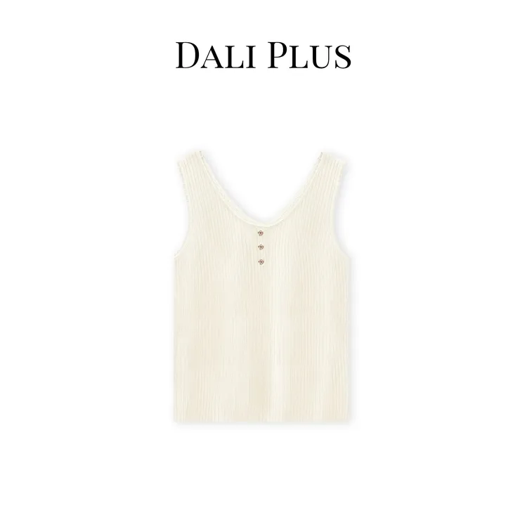 DALI PLUS夏季通勤打底简约舒适亲肤V领时尚百搭纯色背心-8515