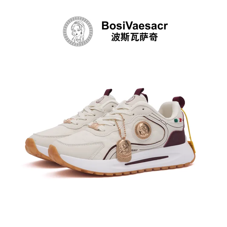 【男女同款】Bosi Vaesacr波斯瓦萨奇厚底酒红皮轻奢时尚休闲鞋
