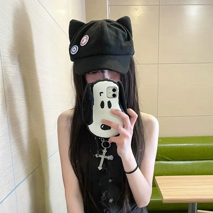 猫耳朵鸭舌帽子女可爱甜妹明日香cosplay设计感小众棒球帽显脸小