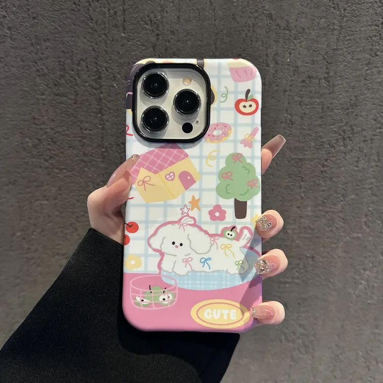 卡通小狗菲林二合一适用苹果华为VIVOOPPO小米手机壳16PRO/15防摔