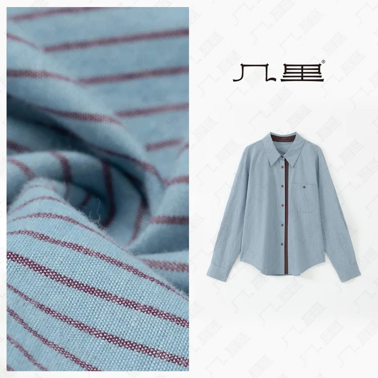 几里与麻 通勤撞色竖条纹衬衫 衣长67胸围116 2090658