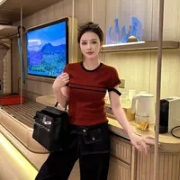 洋气STUDIO/2025秋季新款【条纹绳】设计款毛针织衫不褪色短袖