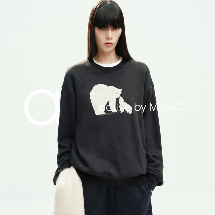 【active系列】MOCO卫衣2025冬新品双面磨毛闪粉棉质MBE4SWS002