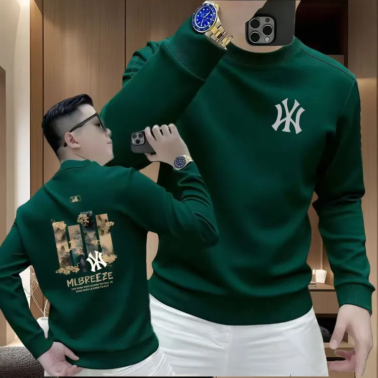 重磅男士圆领卫衣外套2025秋冬新款ins潮流印花套头加绒加厚卫衣