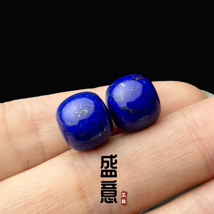 天然原矿青金石老型珠桶珠单珠隔珠顶珠腰珠圆珠手串DIY配饰