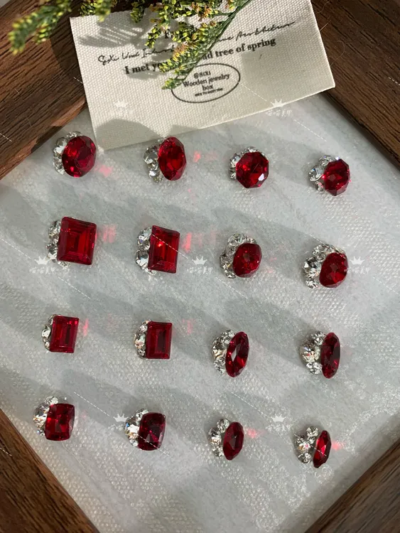 【安可拉红无底托高品成品堆钻】秋冬新款美甲钻饰品纯手工堆堆钻