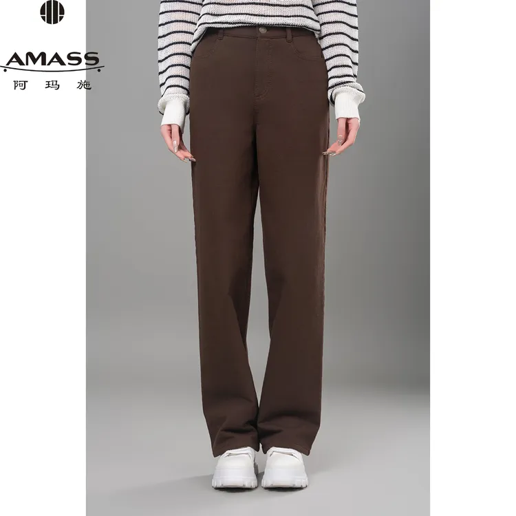 AMASS/阿玛施早春新款多元丹宁风高腰直筒牛仔裤时尚长裤 5100588
