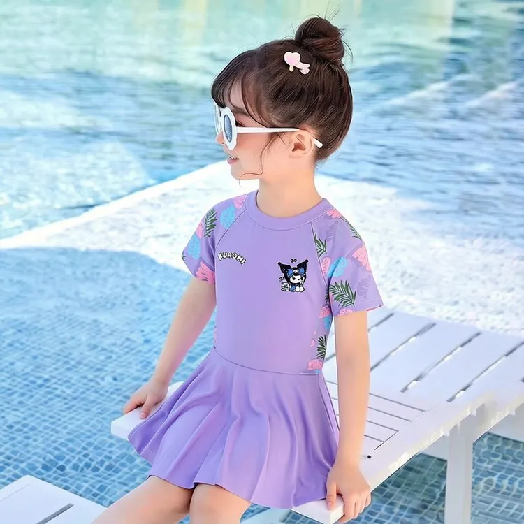 2026夏季儿童泳衣卡通新款泳裙女童库洛米速干中小大童短袖女孩潮