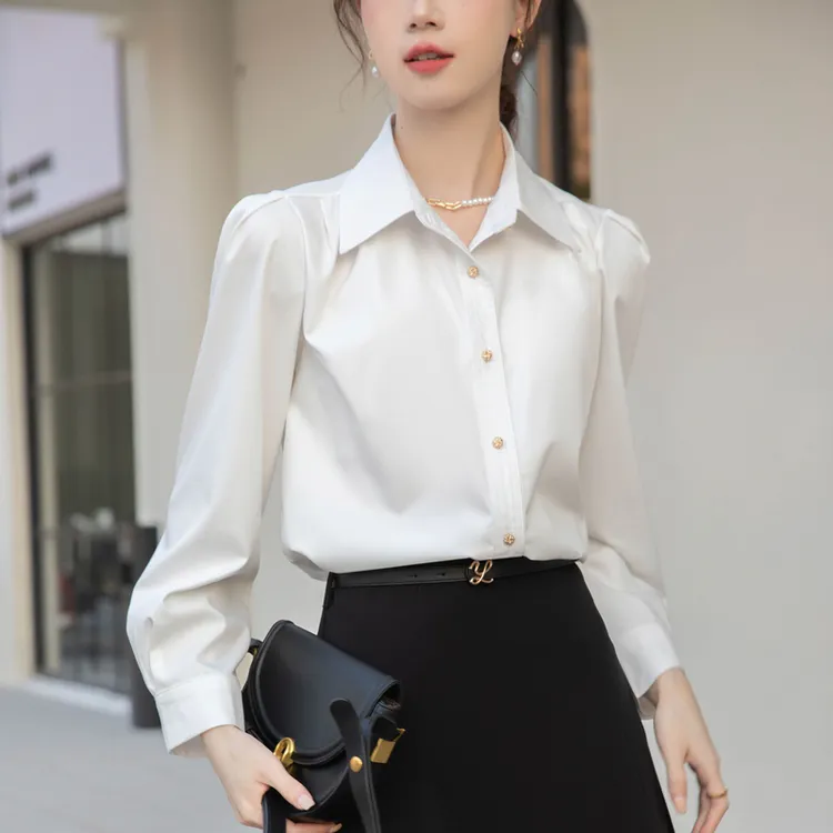 法式气质白色衬衫女2025年春秋季新款设计感小众职业通勤长袖上衣