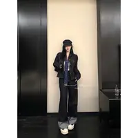 黑泽玄七“爆金币牛仔套装”秋季微胖贵线小金扣系列！超显瘦剪裁女