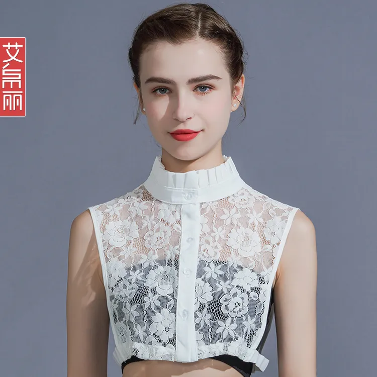 蕾丝木耳边白色棉假领子女秋冬内搭打底假衬衫领百搭西装假衣领