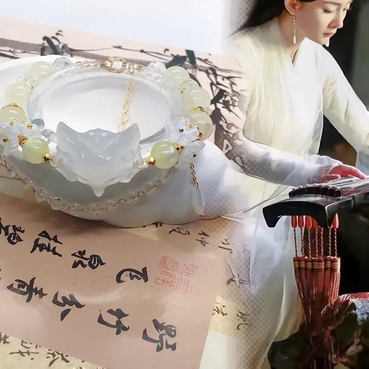 狐狸面具琉璃铜合金串珠国风气质印象手链